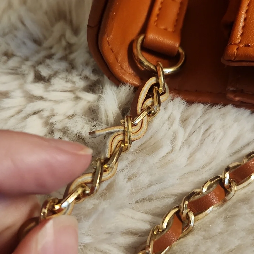 Bebe quilted bag with Gold rope chain cross body bag. Gently Used - Picture 14 of 16